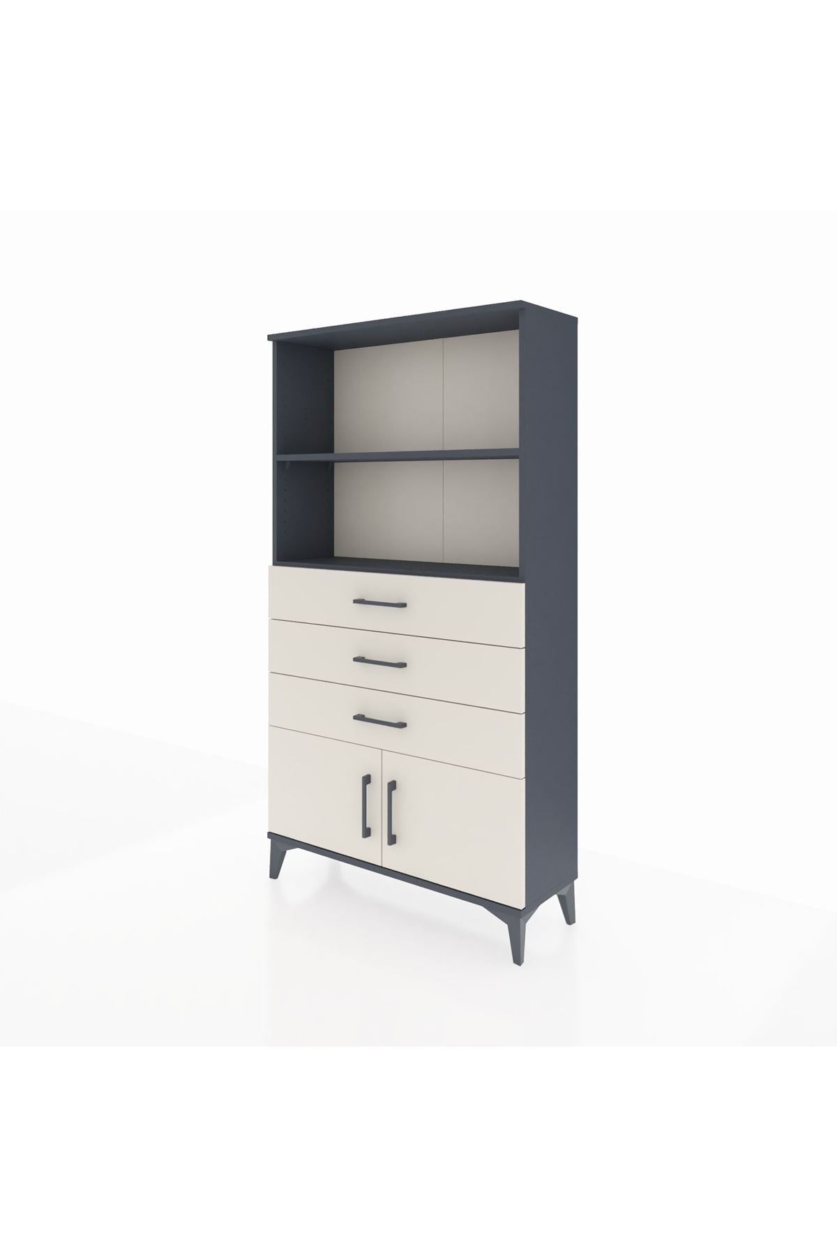 Arges Dolap 2 Raflı 3 Çekmeceli 2 Kapaklı 88x30x163 Antrasit-Aytaşı