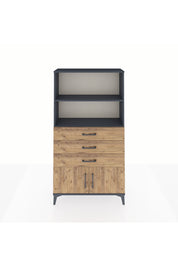 Arges Dolap 2 Raflı 3 Çekmeceli 2 Kapaklı 88x30x163 Antrasit-Çam