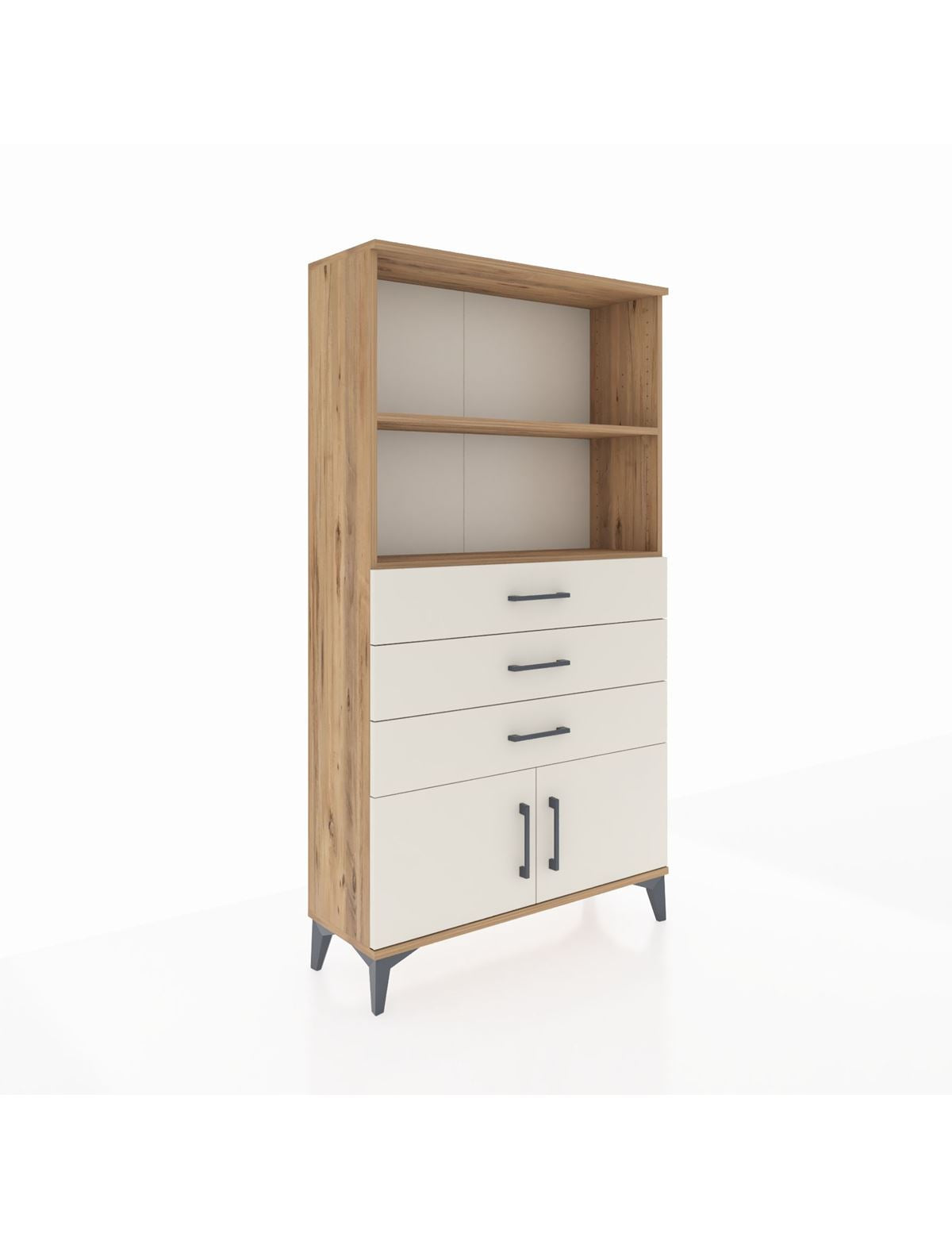 Arges Dolap 2 Raflı 3 Çekmeceli 2 Kapaklı 88x30x163 Çam-Aytaşı