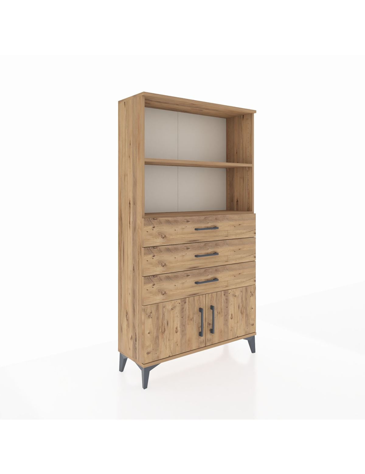 Arges Dolap 2 Raflı 3 Çekmeceli 2 Kapaklı 88x30x163 Çam-Çam