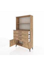 Arges Dolap 2 Raflı 3 Çekmeceli 2 Kapaklı 88x30x163 Çam-Çam