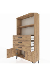 Arges Dolap 2 Raflı 3 Çekmeceli 2 Kapaklı 88x30x163 Çam-Çam