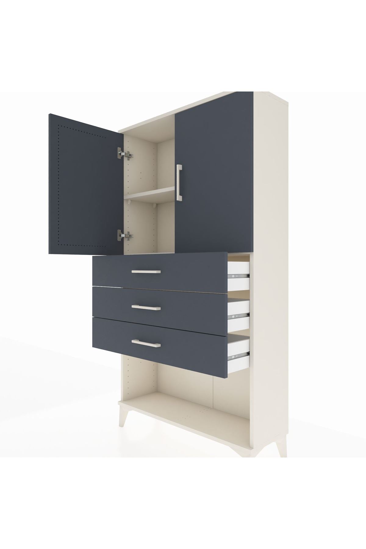 Arges Dolap 2 Raflı 3 Çekmeceli 2 Kapaklı 88x30x163 Aytaşı-Antrasit