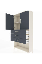 Arges Dolap 2 Raflı 3 Çekmeceli 2 Kapaklı 88x30x163 Aytaşı-Antrasit