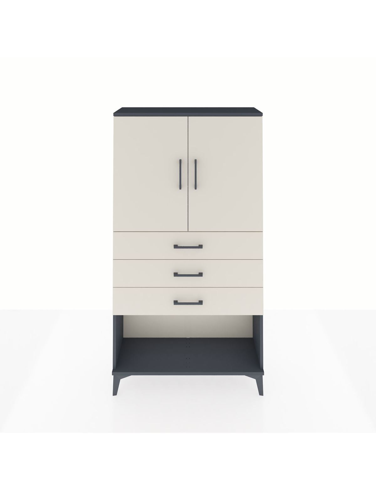 Arges Dolap 2 Raflı 3 Çekmeceli 2 Kapaklı 88x30x163 Antrasit-Aytaşı