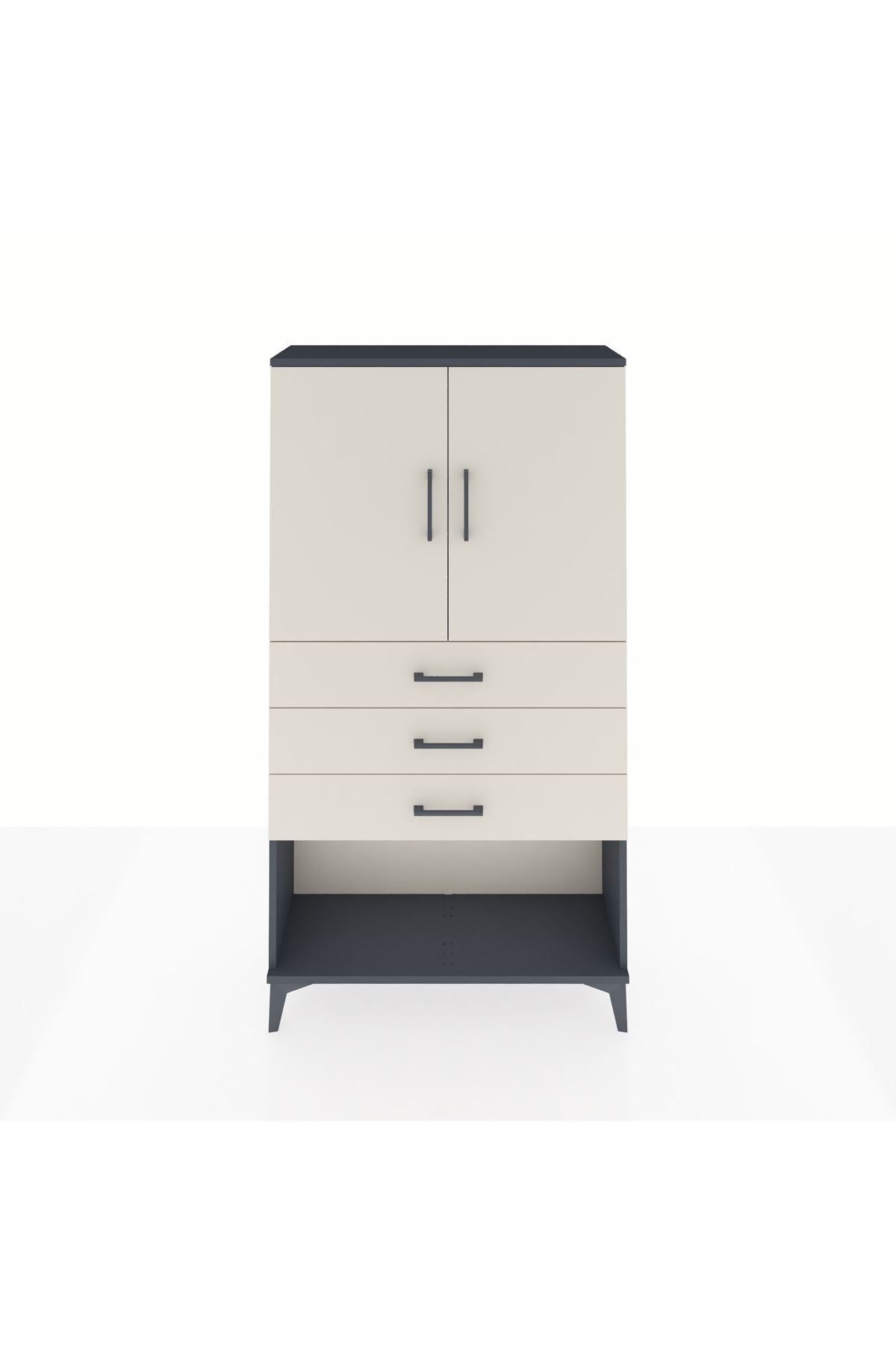 Arges Dolap 2 Raflı 3 Çekmeceli 2 Kapaklı 88x30x163 Antrasit-Aytaşı