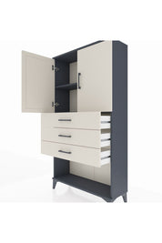 Arges Dolap 2 Raflı 3 Çekmeceli 2 Kapaklı 88x30x163 Antrasit-Aytaşı