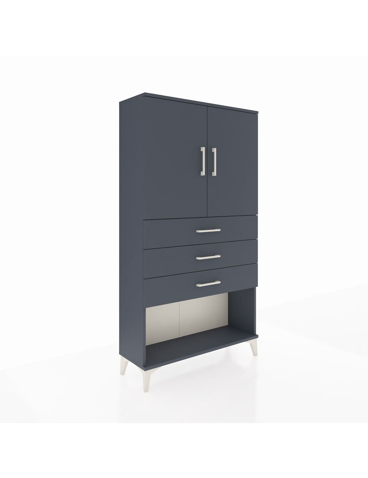 Arges Dolap 2 Raflı 3 Çekmeceli 2 Kapaklı 88x30x163 Antrasit-Antrasit