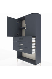 Arges Dolap 2 Raflı 3 Çekmeceli 2 Kapaklı 88x30x163 Antrasit-Antrasit