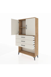 Arges Dolap 2 Raflı 3 Çekmeceli 2 Kapaklı 88x30x163 Çam-Aytaşı