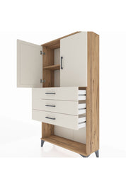 Arges Dolap 2 Raflı 3 Çekmeceli 2 Kapaklı 88x30x163 Çam-Aytaşı