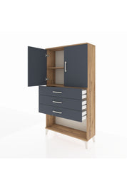 Arges Dolap 2 Raflı 3 Çekmeceli 2 Kapaklı 88x30x163 Çam-Antrasit