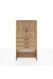 Arges Dolap 2 Raflı 3 Çekmeceli 2 Kapaklı 88x30x163 Çam-Çam