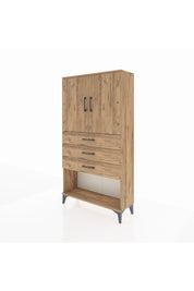 Arges Dolap 2 Raflı 3 Çekmeceli 2 Kapaklı 88x30x163 Çam-Çam