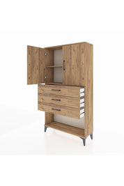 Arges Dolap 2 Raflı 3 Çekmeceli 2 Kapaklı 88x30x163 Çam-Çam