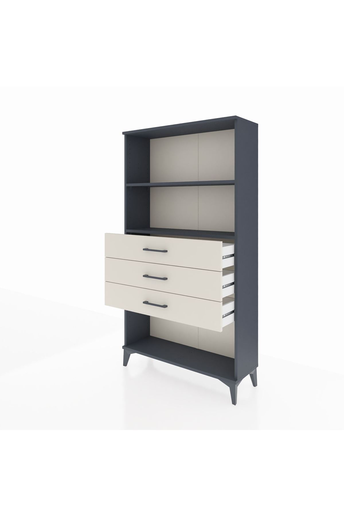 Arges Dolap 2 Raflı 3 Çekmeceli 88x30x163 Antrasit-Aytaşı