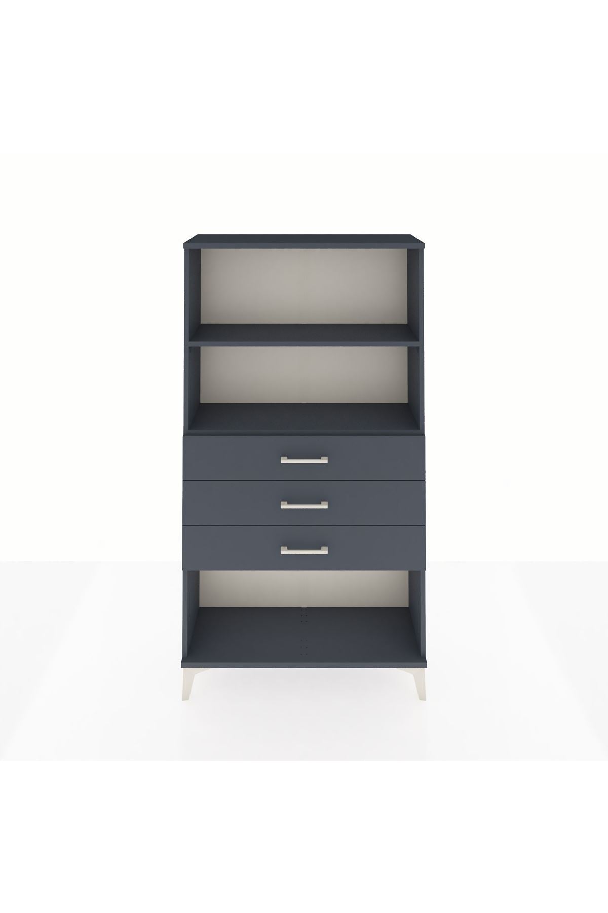 Arges Dolap 2 Raflı 3 Çekmeceli 88x30x163 Antrasit-Antrasit