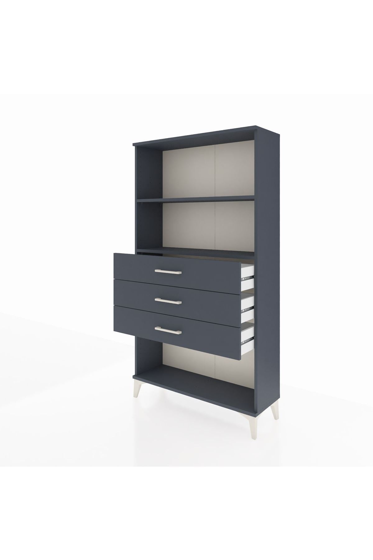 Arges Dolap 2 Raflı 3 Çekmeceli 88x30x163 Antrasit-Antrasit