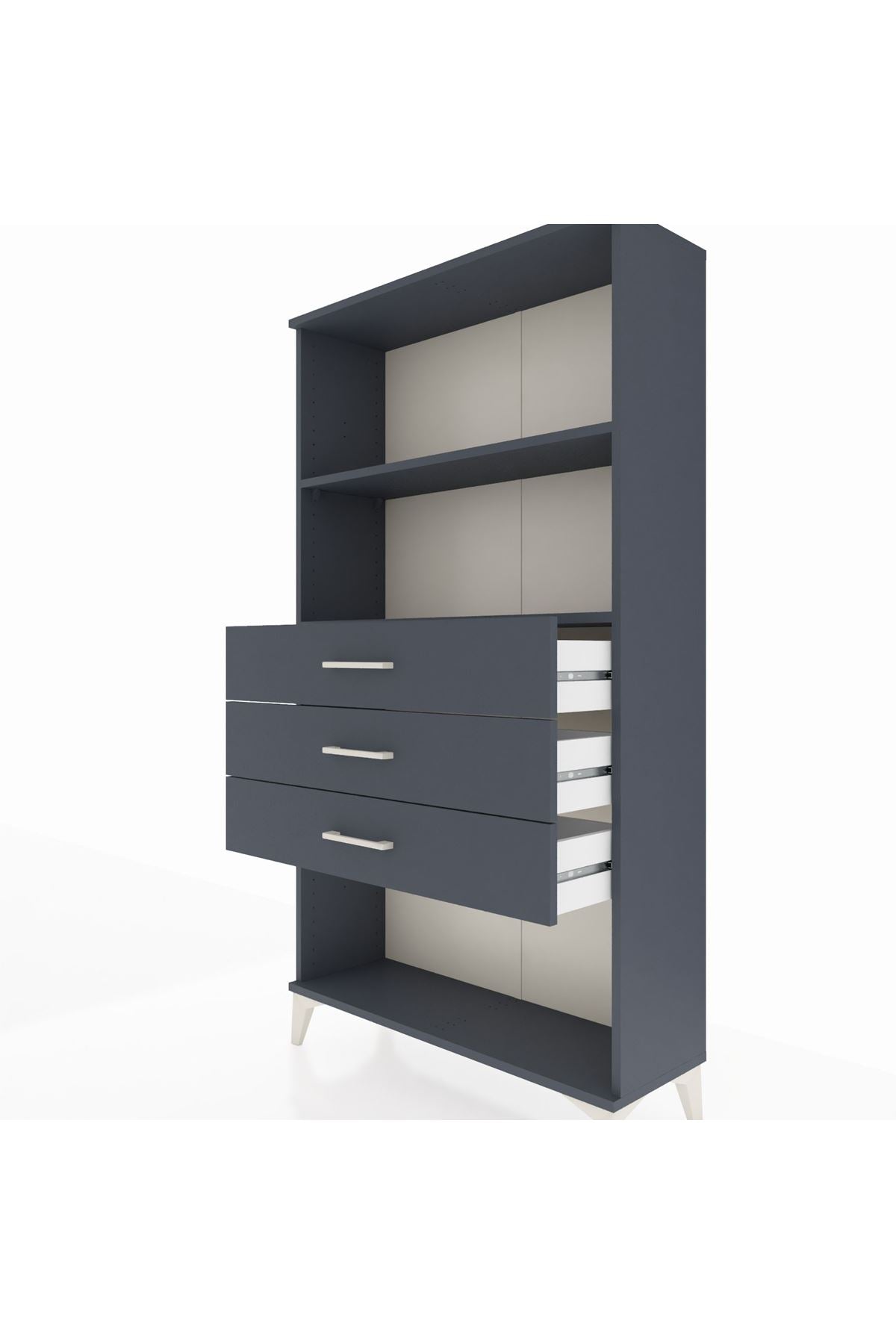 Arges Dolap 2 Raflı 3 Çekmeceli 88x30x163 Antrasit-Antrasit