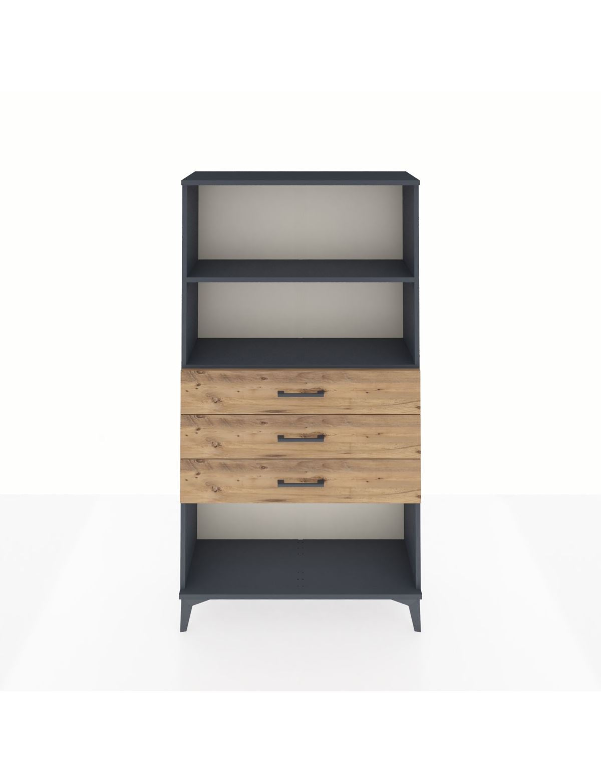 Arges Dolap 2 Raflı 3 Çekmeceli 88x30x163 Antrasit-Çam