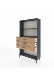 Arges Dolap 2 Raflı 3 Çekmeceli 88x30x163 Antrasit-Çam