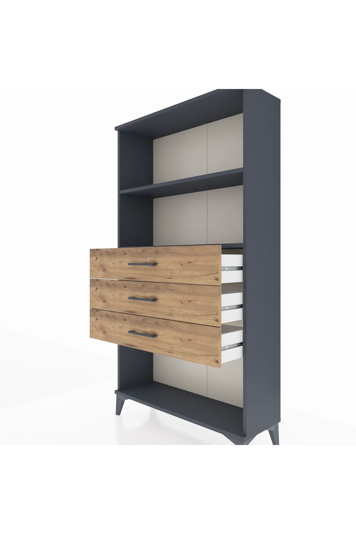 Arges Dolap 2 Raflı 3 Çekmeceli 88x30x163 Antrasit-Çam