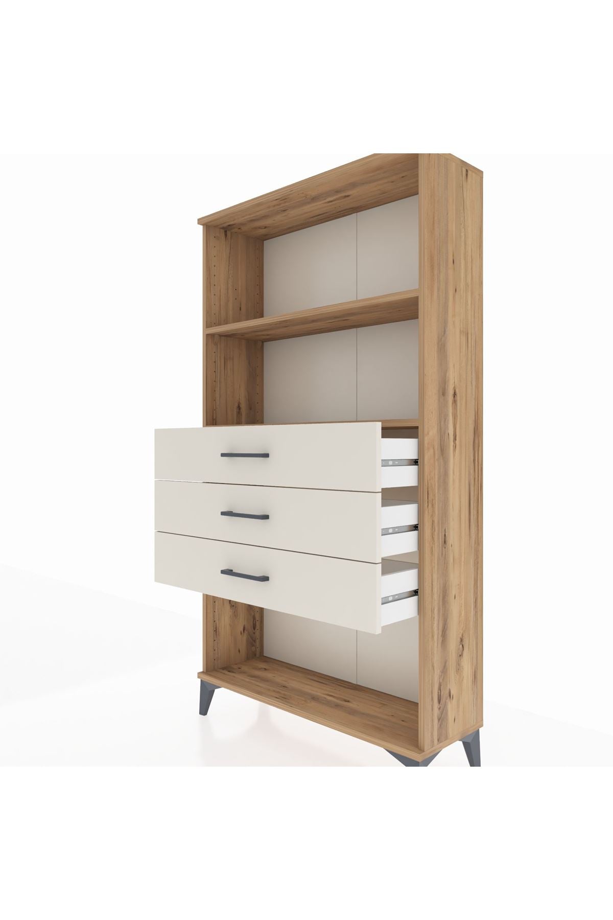 Arges Dolap 2 Raflı 3 Çekmeceli 88x30x163 Çam-Aytaşı