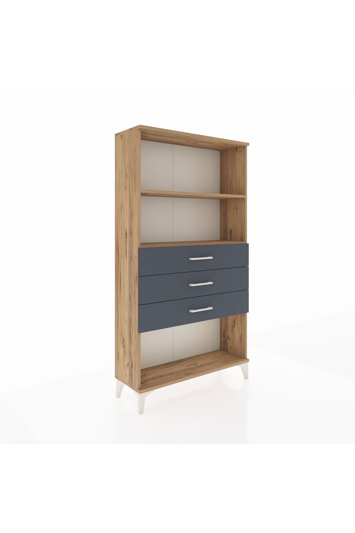 Arges Dolap 2 Raflı 3 Çekmeceli 88x30x163 Çam-Antrasit