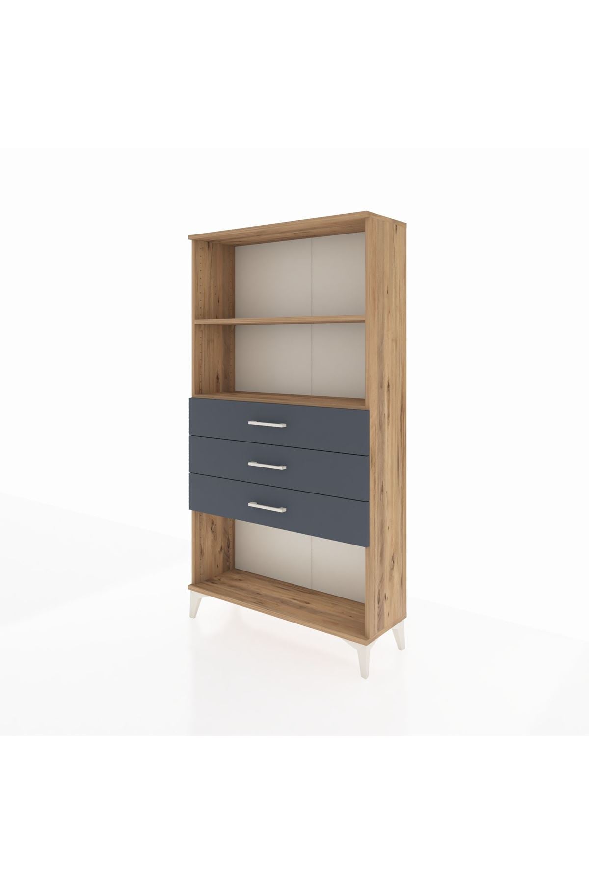 Arges Dolap 2 Raflı 3 Çekmeceli 88x30x163 Çam-Antrasit