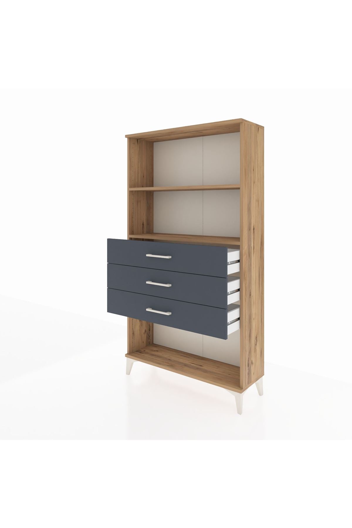 Arges Dolap 2 Raflı 3 Çekmeceli 88x30x163 Çam-Antrasit