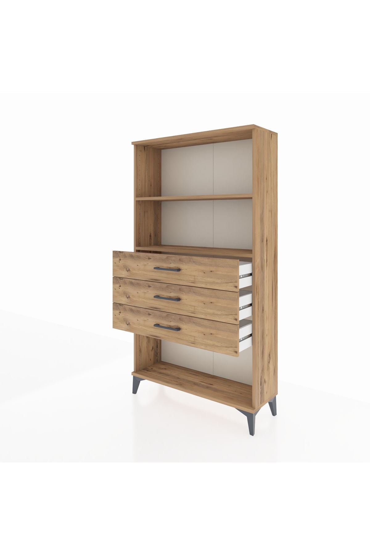 Arges Dolap 2 Raflı 3 Çekmeceli 88x30x163 Çam-Çam