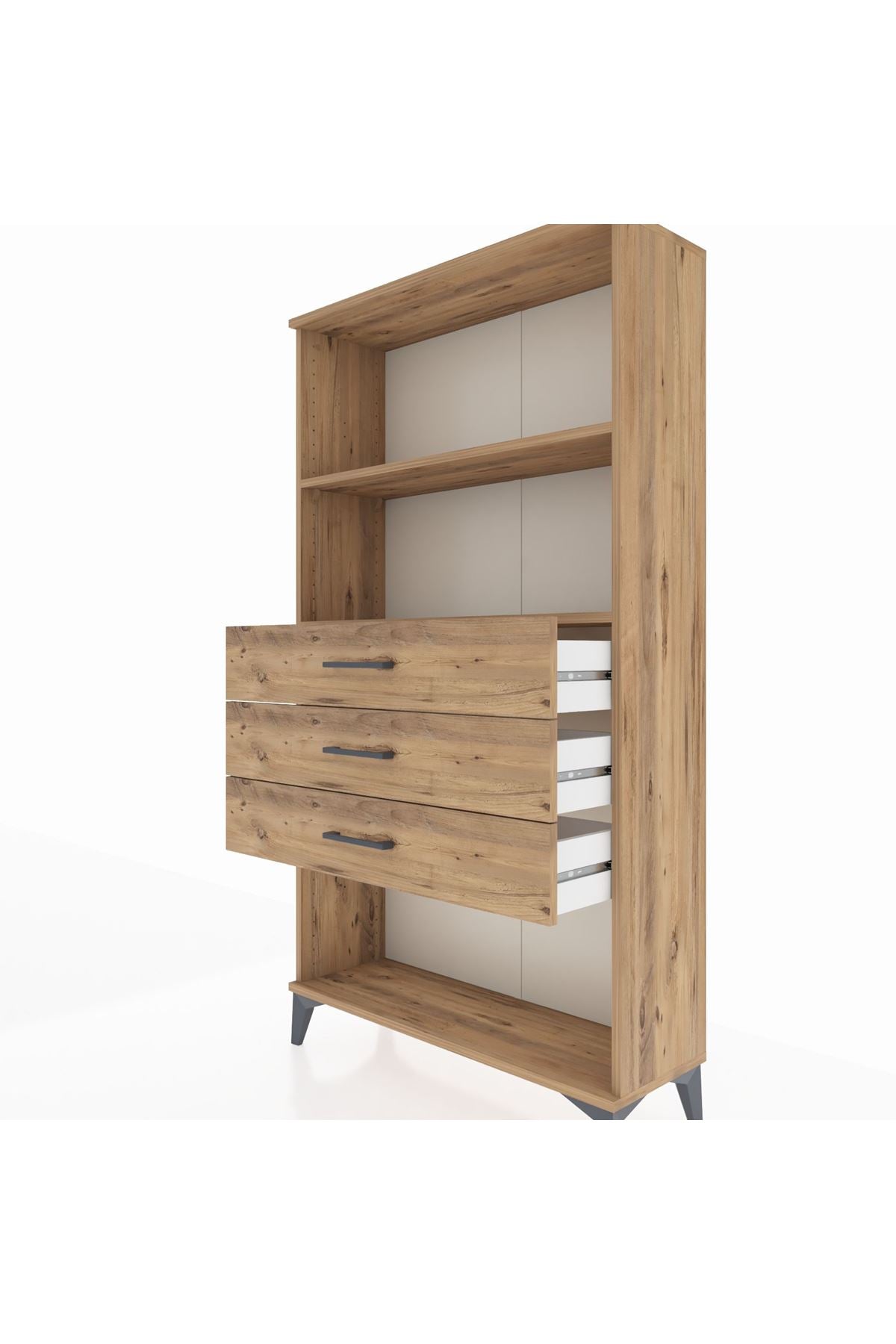 Arges Dolap 2 Raflı 3 Çekmeceli 88x30x163 Çam-Çam