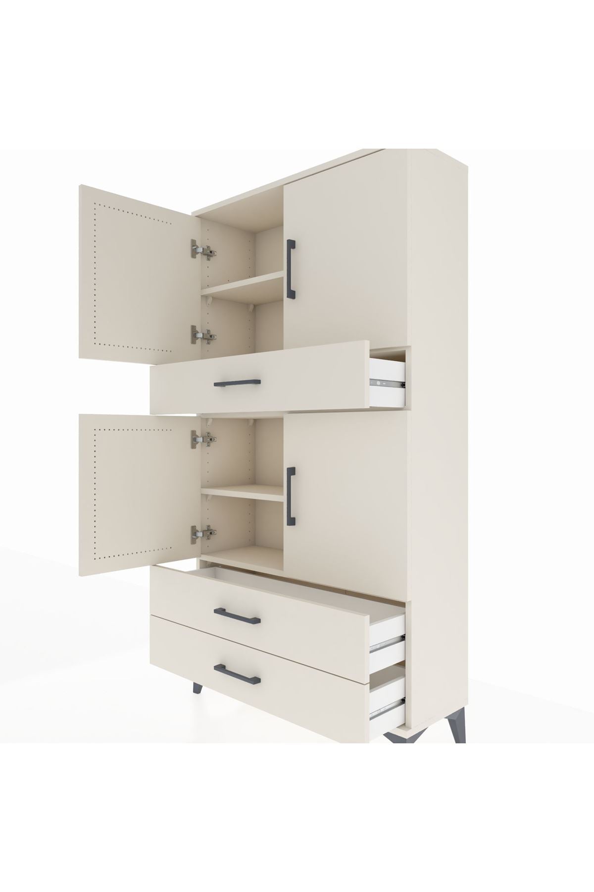 Arges Dolap 4 Raflı 3 Çekmeceli 4 Kapaklı 88x30x163 Aytaşı-Aytaşı