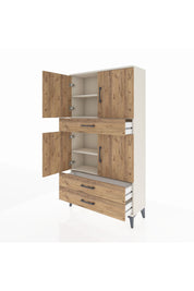 Arges Dolap 4 Raflı 3 Çekmeceli 4 Kapaklı 88x30x163 Aytaşı-Çam