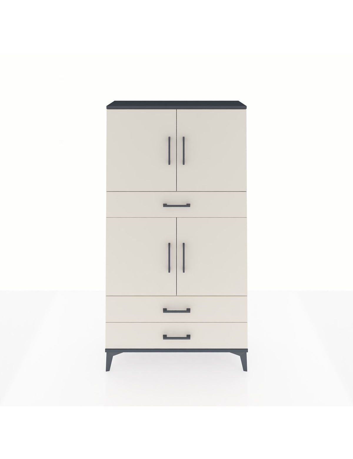 Arges Dolap 4 Raflı 3 Çekmeceli 4 Kapaklı 88x30x163 Antrasit-Aytaşı