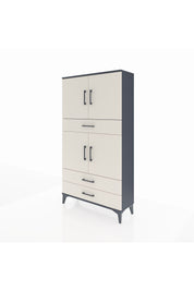 Arges Dolap 4 Raflı 3 Çekmeceli 4 Kapaklı 88x30x163 Antrasit-Aytaşı