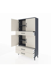 Arges Dolap 4 Raflı 3 Çekmeceli 4 Kapaklı 88x30x163 Antrasit-Aytaşı