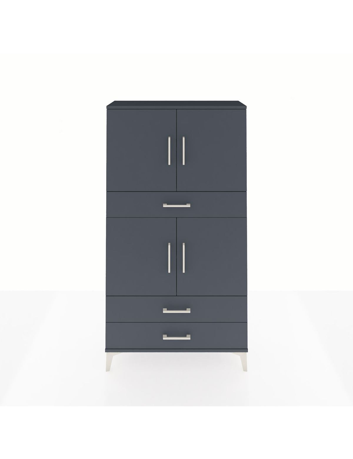 Arges Dolap 4 Raflı 3 Çekmeceli 4 Kapaklı 88x30x163 Antrasit-Antrasit