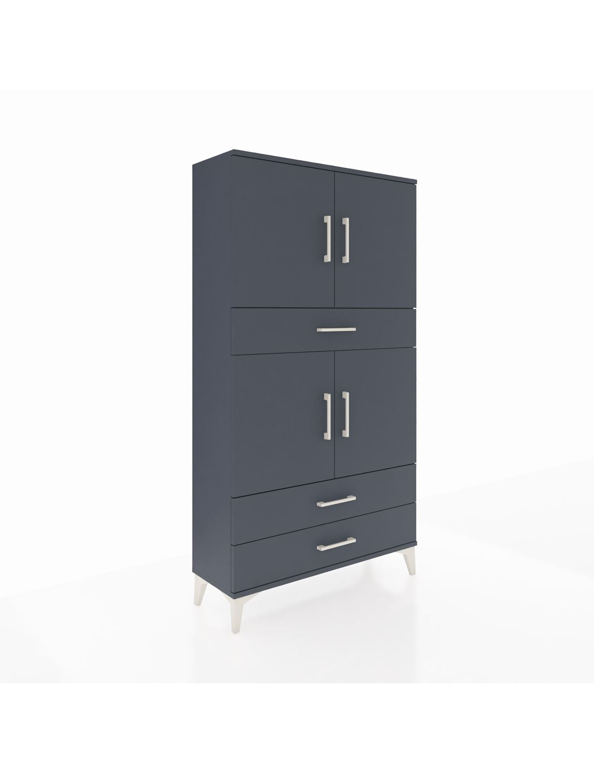 Arges Dolap 4 Raflı 3 Çekmeceli 4 Kapaklı 88x30x163 Antrasit-Antrasit