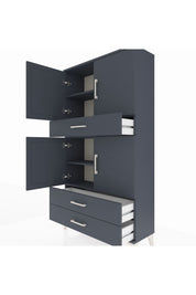 Arges Dolap 4 Raflı 3 Çekmeceli 4 Kapaklı 88x30x163 Antrasit-Antrasit