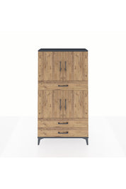 Arges Dolap 4 Raflı 3 Çekmeceli 4 Kapaklı 88x30x163 Antrasit-Çam