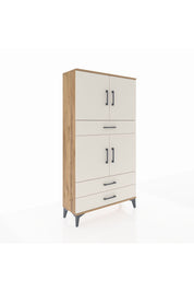 Arges Dolap 4 Raflı 3 Çekmeceli 4 Kapaklı 88x30x163 Çam-Aytaşı