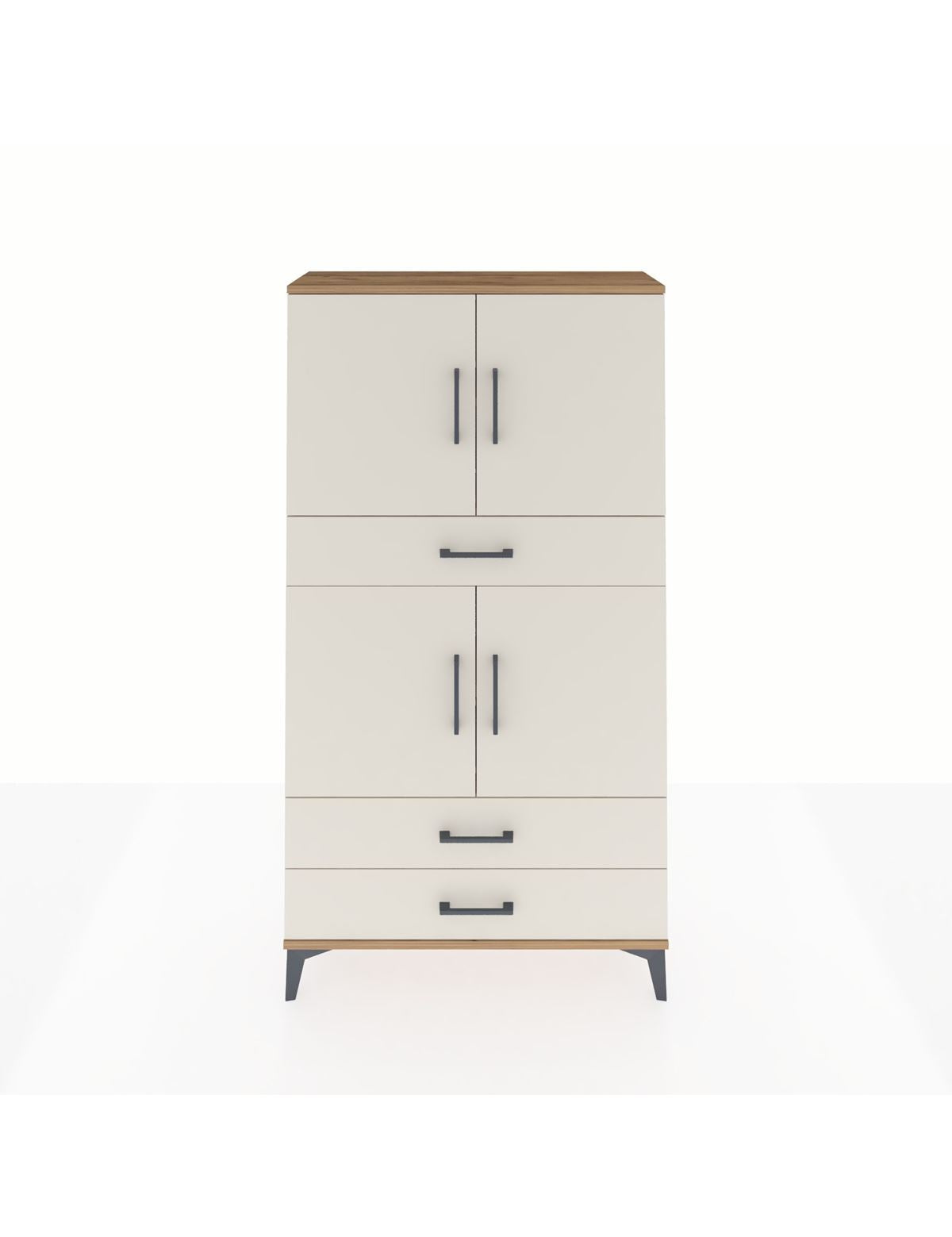 Arges Dolap 4 Raflı 3 Çekmeceli 4 Kapaklı 88x30x163 Çam-Aytaşı