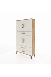 Arges Dolap 4 Raflı 3 Çekmeceli 4 Kapaklı 88x30x163 Çam-Aytaşı