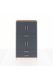 Arges Dolap 4 Raflı 3 Çekmeceli 4 Kapaklı 88x30x163 Çam-Antrasit