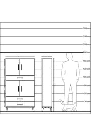 Arges Dolap 4 Raflı 3 Çekmeceli 4 Kapaklı 88x30x163 Çam-Antrasit
