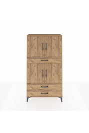 Arges Dolap 4 Raflı 3 Çekmeceli 4 Kapaklı 88x30x163 Çam-Çam