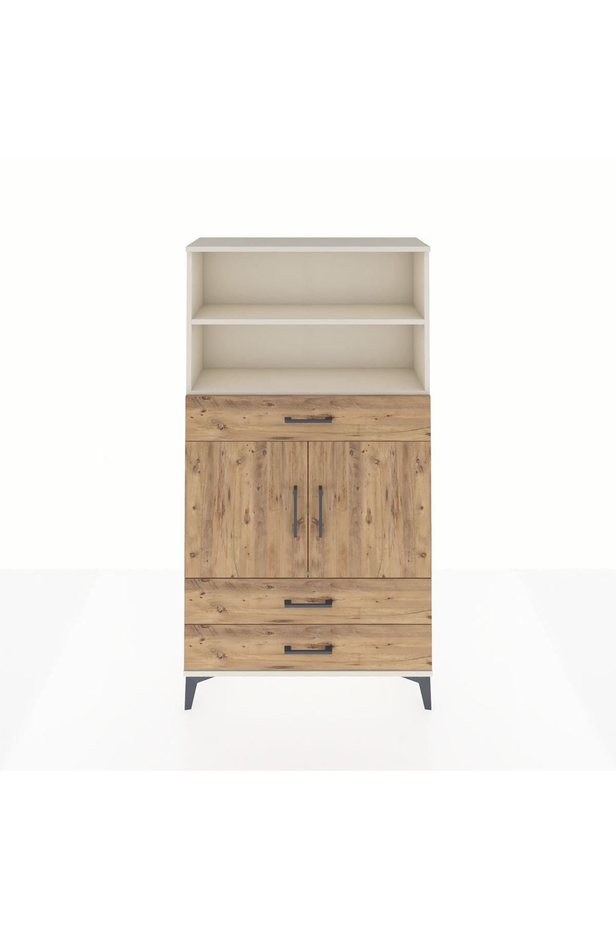 Arges Dolap 4 Raflı 3 Çekmeceli 2 Kapaklı 88x30x163 Aytaşı-Çam