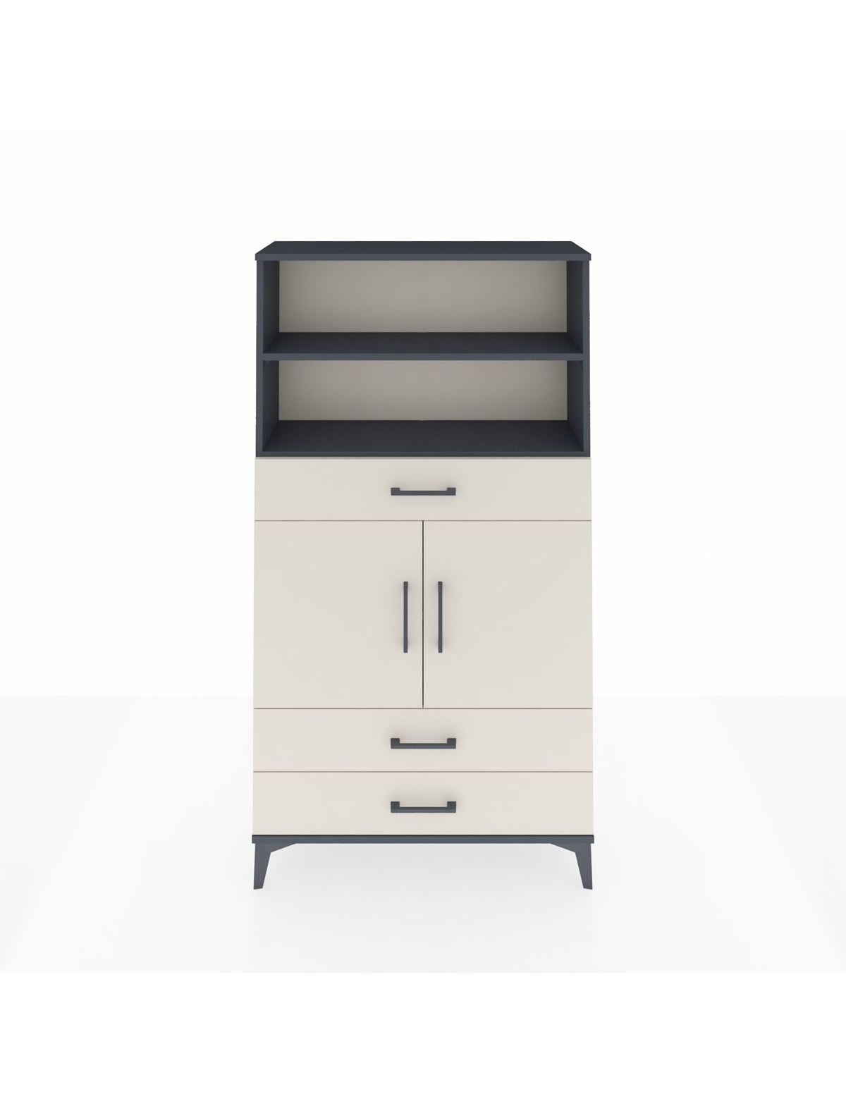 Arges Dolap 4 Raflı 3 Çekmeceli 2 Kapaklı 88x30x163 Antrasit-Aytaşı