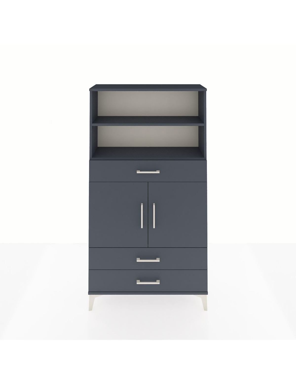 Arges Dolap 4 Raflı 3 Çekmeceli 2 Kapaklı 88x30x163 Antrasit-Antrasit